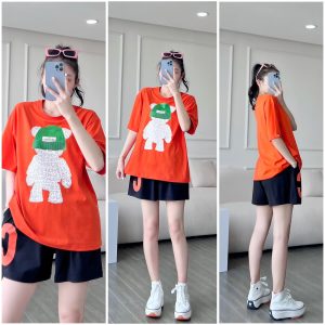 Set Bộ Đùi Áo Phom Rộng Gấu C Khanh La