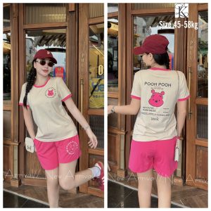 SET ĐÙI THUN COTTON IN GẤU POOH DỄ THƯƠNG KHÁNH LA