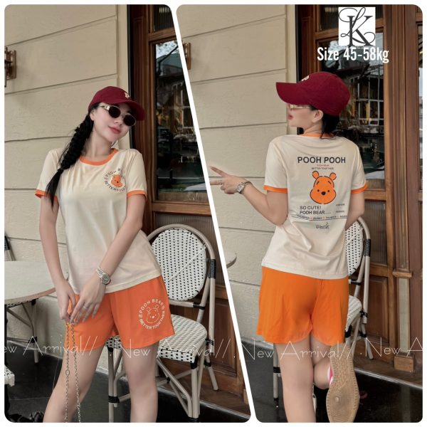SET ĐÙI THUN COTTON IN GẤU POOH DỄ THƯƠNG KHÁNH LA