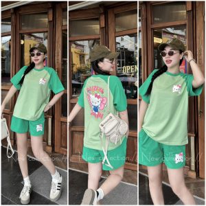 SET ĐÙI THUN COTTON PHỐI MÀU KITTY THỜI TRANG KHÁNH LA