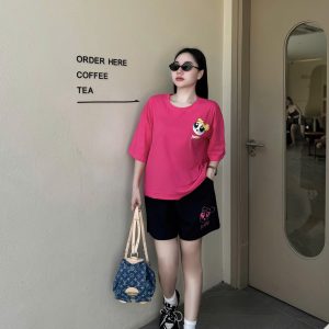SET ĐÙI RỘNG ÁO THUN COTTON QUẦN DA CÁ POWERPUFF KHÁNH LA