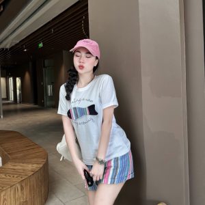 Sét đùi Áo Thun Con Cá Quần Đùi Sọc Vải Khánh La