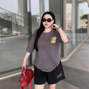 SET ĐÙI ÁO THUN COTTON PHOM RỘNG QUẦN DA CÁ IN LEE