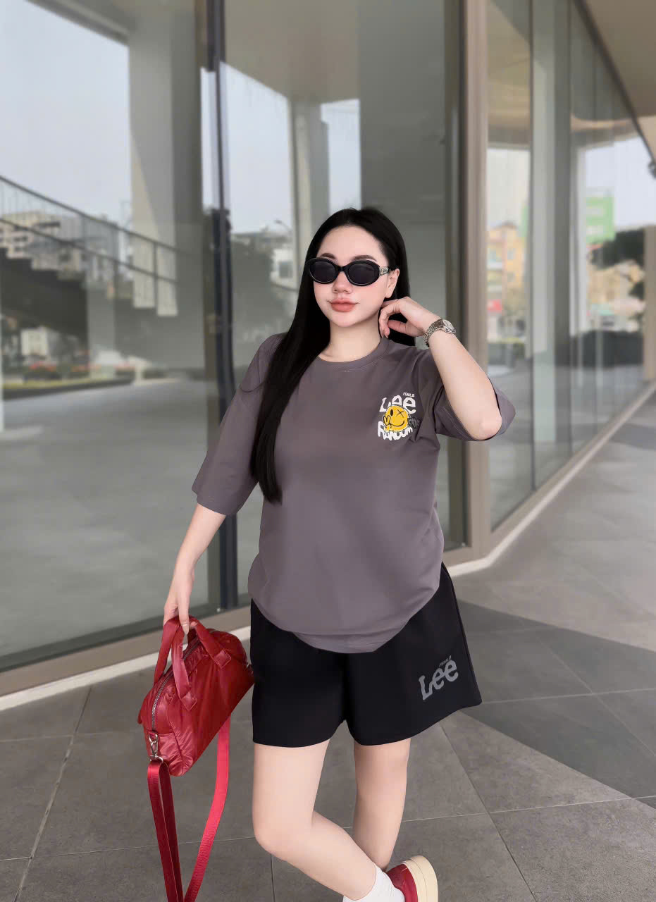 SET ĐÙI ÁO THUN COTTON PHOM RỘNG QUẦN DA CÁ IN LEE