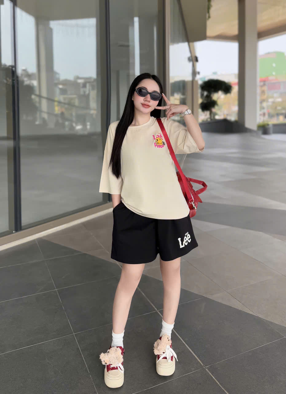 SET ĐÙI ÁO THUN COTTON PHOM RỘNG QUẦN DA CÁ IN LEE - Ảnh 5