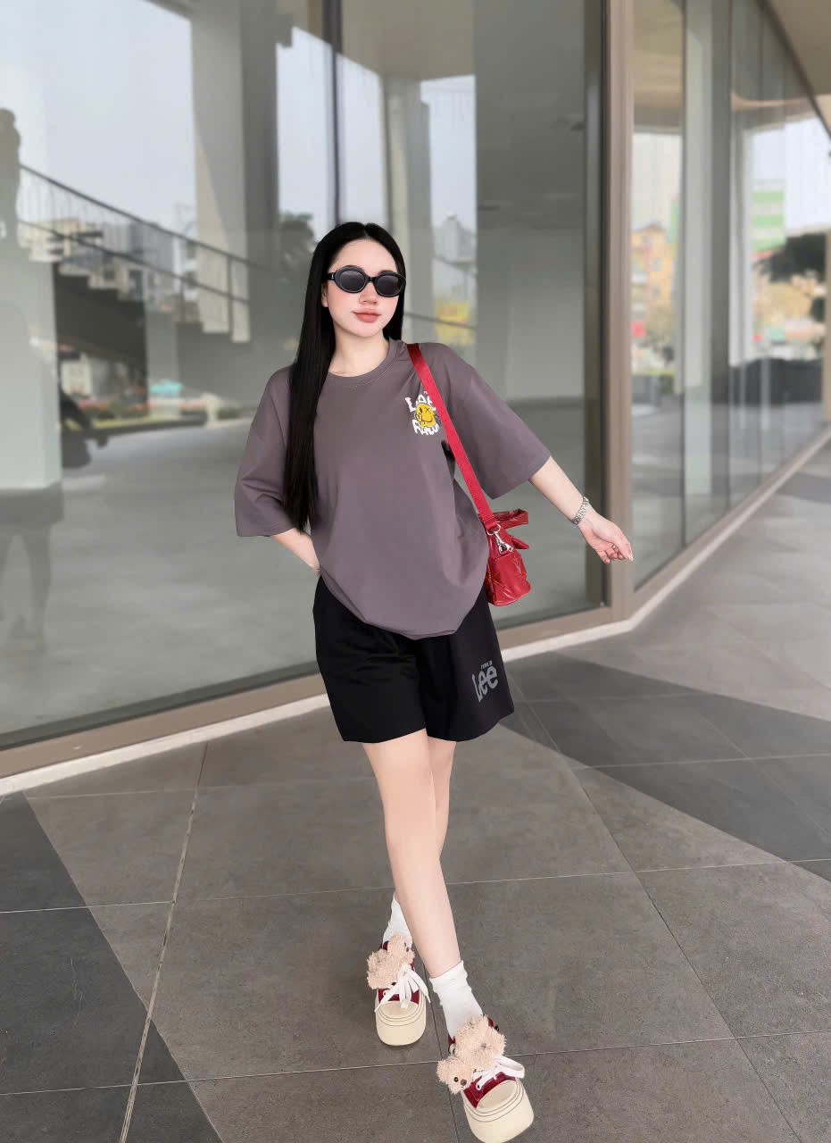 SET ĐÙI ÁO THUN COTTON PHOM RỘNG QUẦN DA CÁ IN LEE - Ảnh 3