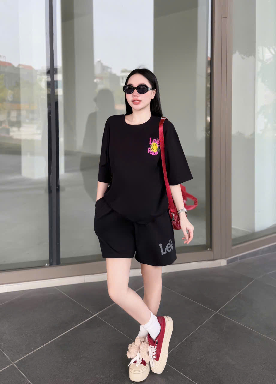 SET ĐÙI ÁO THUN COTTON PHOM RỘNG QUẦN DA CÁ IN LEE - Ảnh 7