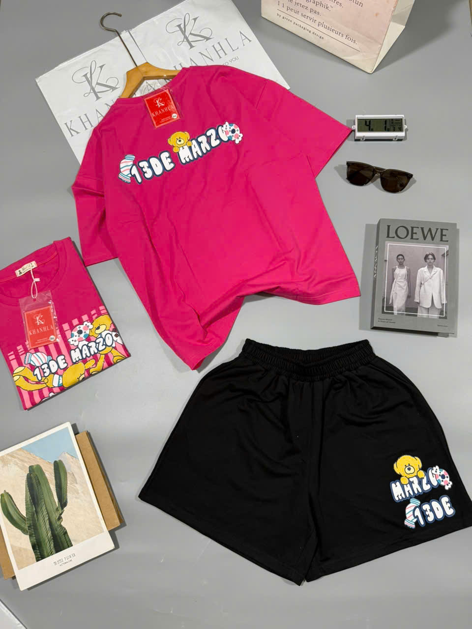 SET ĐÙI ÁO THUN PHOM RỘNG QUẦN DA CÁ IN HÌNH GẤU TRẺ TRUNG - Ảnh 14