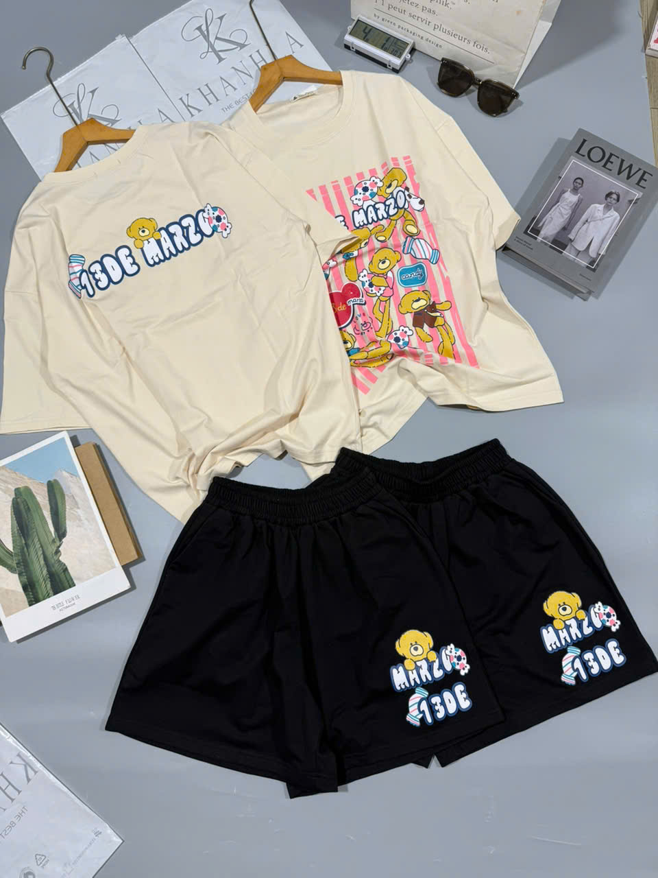 SET ĐÙI ÁO THUN PHOM RỘNG QUẦN DA CÁ IN HÌNH GẤU TRẺ TRUNG - Ảnh 15