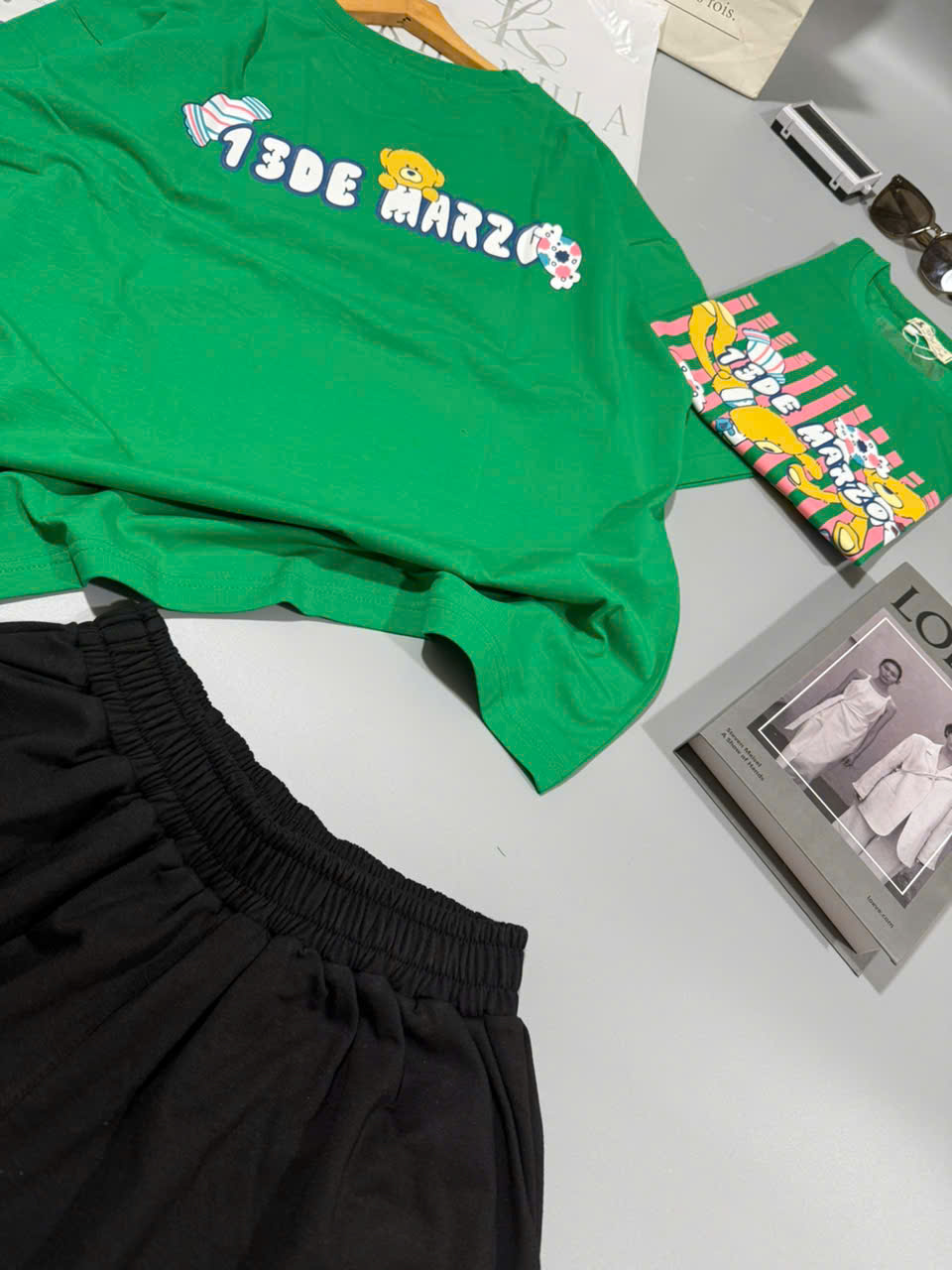 SET ĐÙI ÁO THUN PHOM RỘNG QUẦN DA CÁ IN HÌNH GẤU TRẺ TRUNG - Ảnh 23