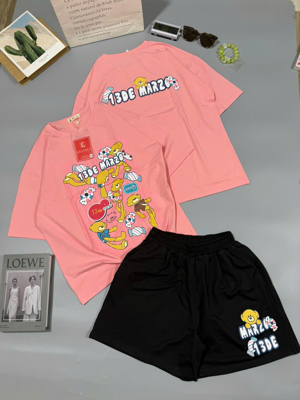 SET ĐÙI ÁO THUN PHOM RỘNG QUẦN DA CÁ IN HÌNH GẤU TRẺ TRUNG - Ảnh 28