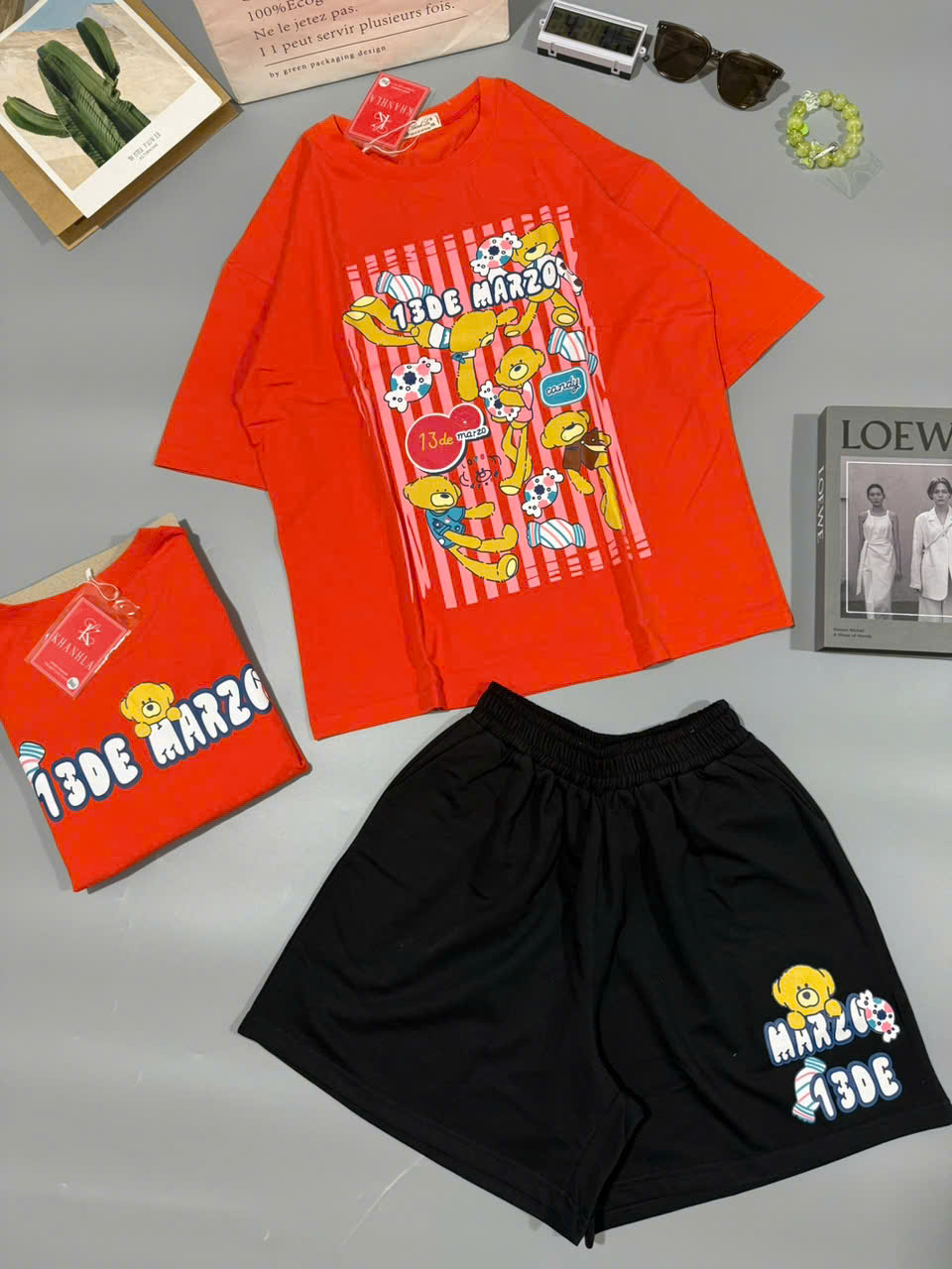 SET ĐÙI ÁO THUN PHOM RỘNG QUẦN DA CÁ IN HÌNH GẤU TRẺ TRUNG - Ảnh 27