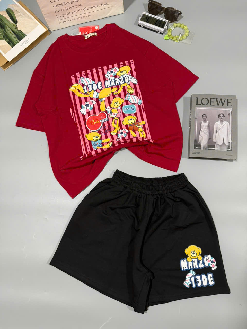 SET ĐÙI ÁO THUN PHOM RỘNG QUẦN DA CÁ IN HÌNH GẤU TRẺ TRUNG - Ảnh 20