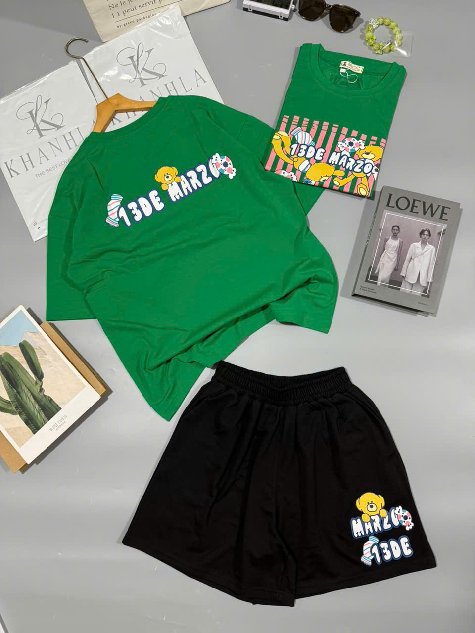 SET ĐÙI ÁO THUN PHOM RỘNG QUẦN DA CÁ IN HÌNH GẤU TRẺ TRUNG - Ảnh 21