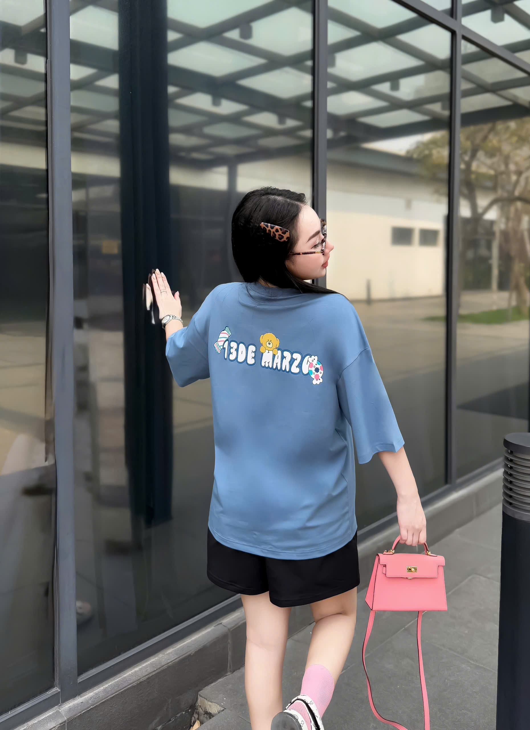 SET ĐÙI ÁO THUN PHOM RỘNG QUẦN DA CÁ IN HÌNH GẤU TRẺ TRUNG - Ảnh 11