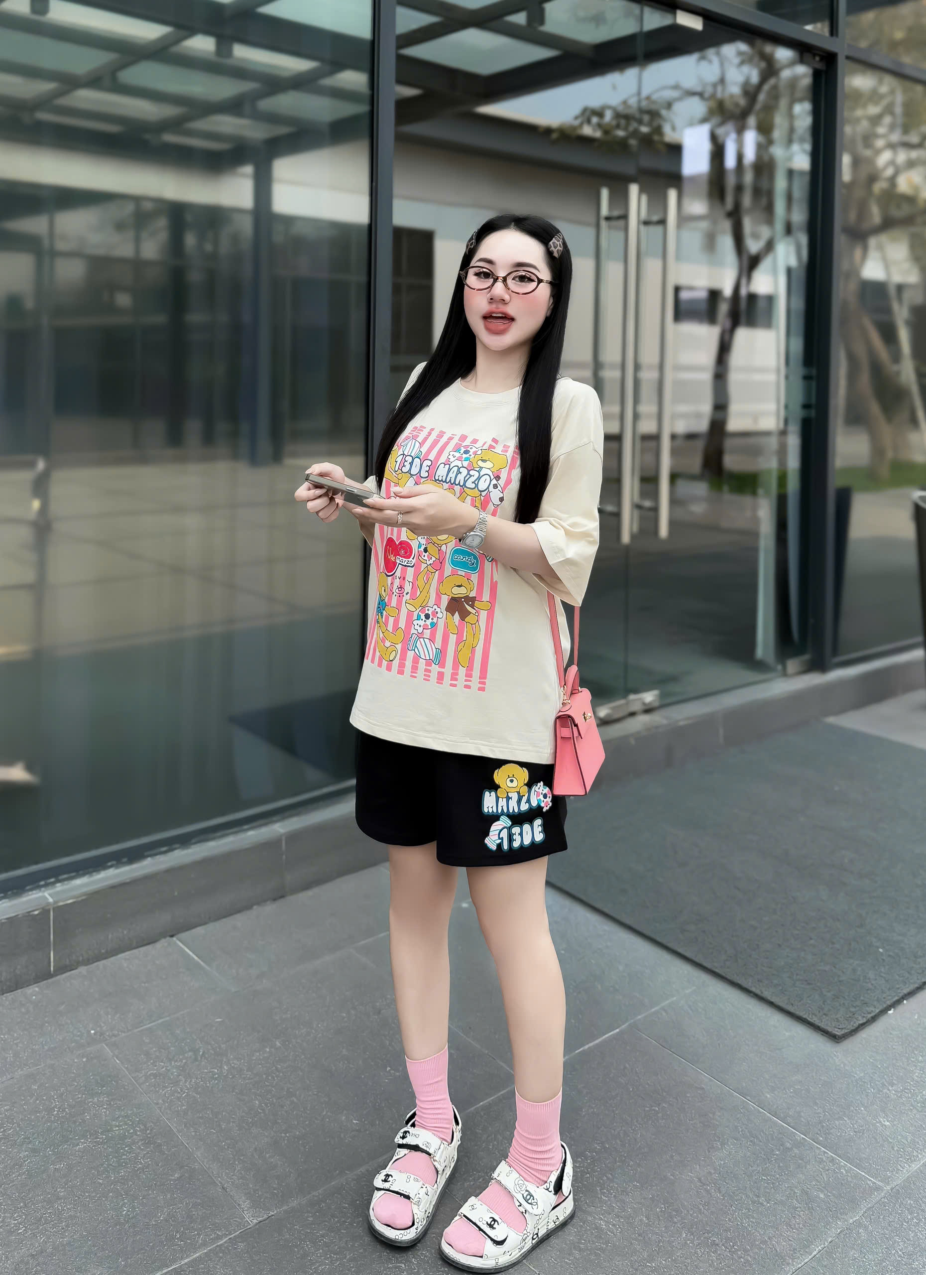 SET ĐÙI ÁO THUN PHOM RỘNG QUẦN DA CÁ IN HÌNH GẤU TRẺ TRUNG - Ảnh 16