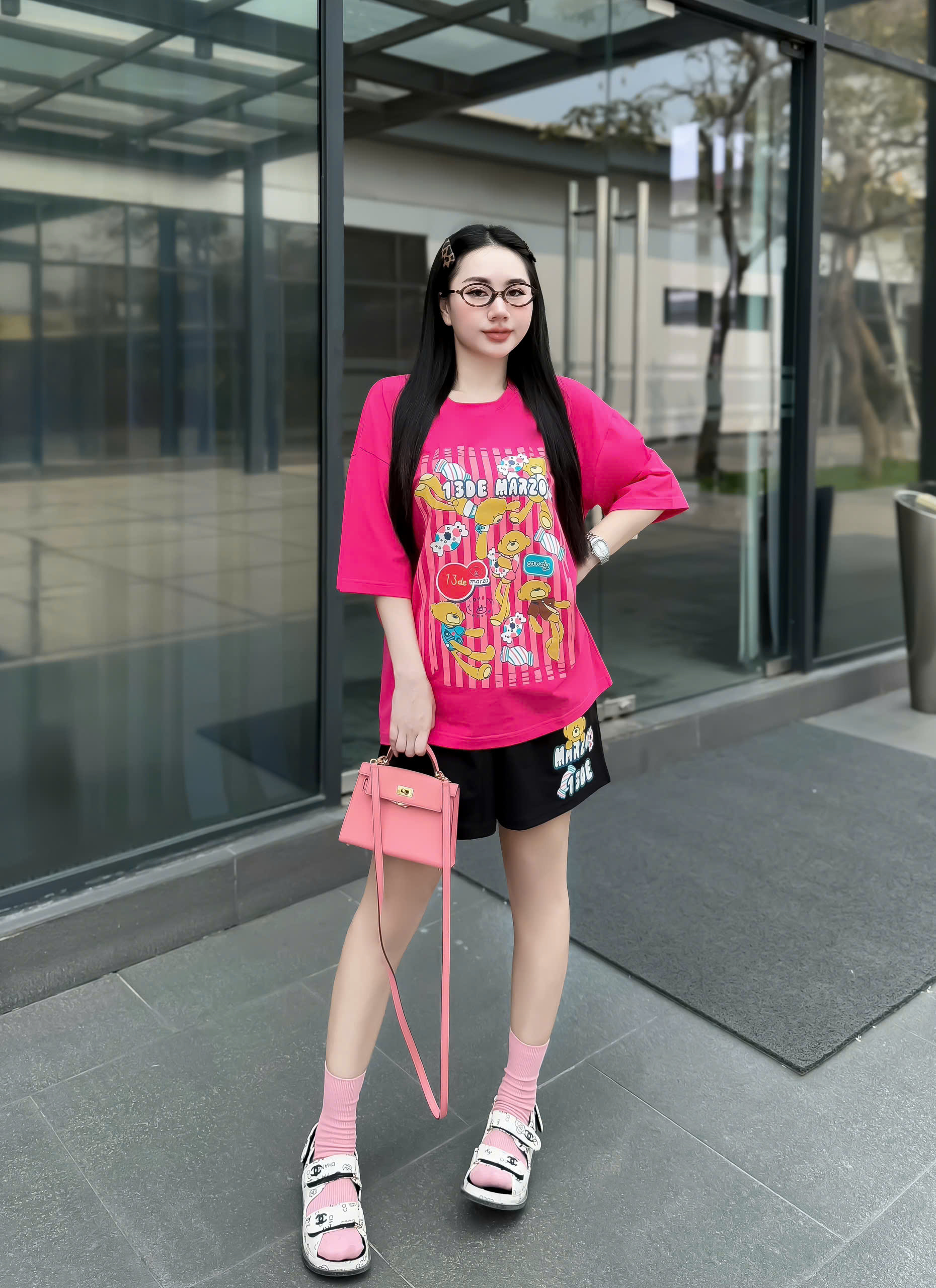 SET ĐÙI ÁO THUN PHOM RỘNG QUẦN DA CÁ IN HÌNH GẤU TRẺ TRUNG - Ảnh 13