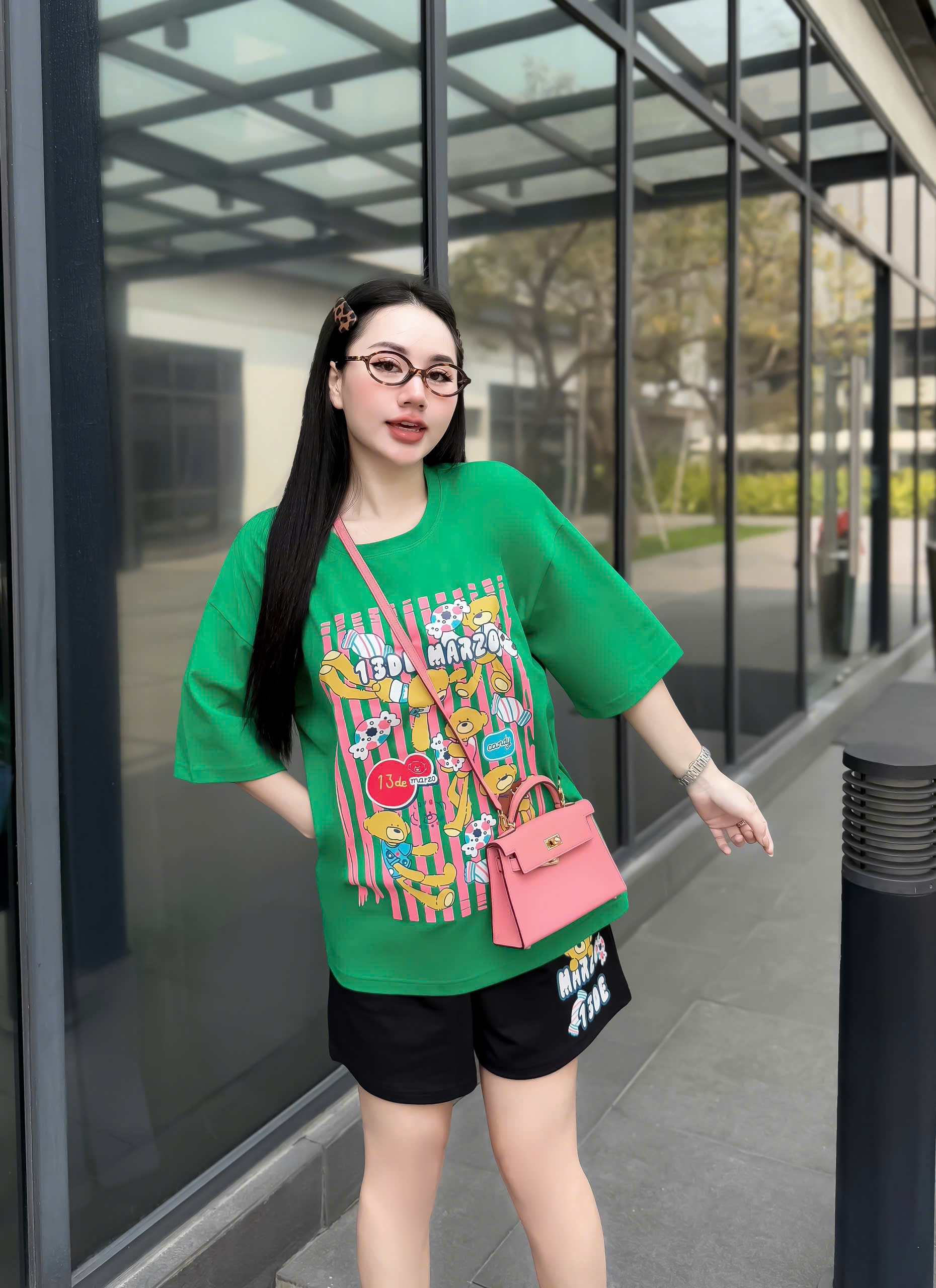 SET ĐÙI ÁO THUN PHOM RỘNG QUẦN DA CÁ IN HÌNH GẤU TRẺ TRUNG - Ảnh 24