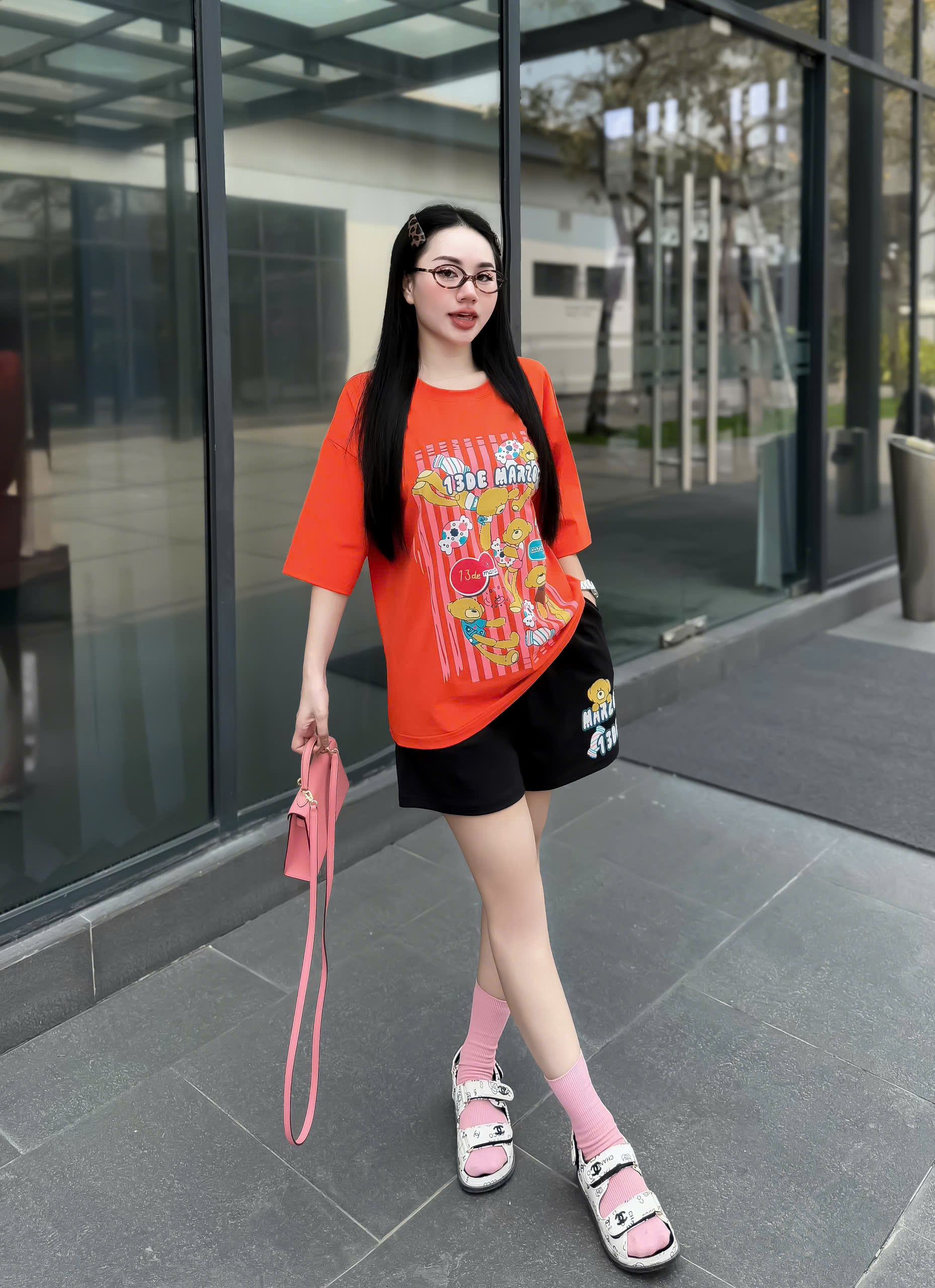 SET ĐÙI ÁO THUN PHOM RỘNG QUẦN DA CÁ IN HÌNH GẤU TRẺ TRUNG - Ảnh 25