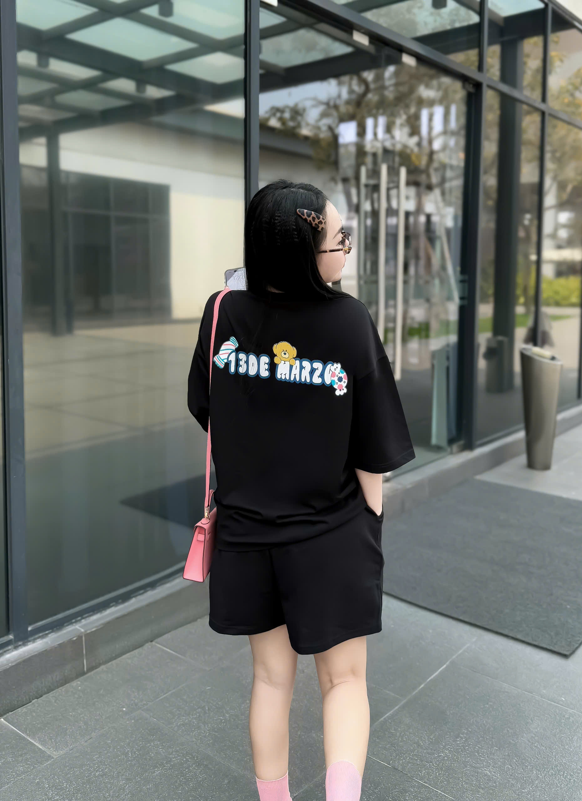 SET ĐÙI ÁO THUN PHOM RỘNG QUẦN DA CÁ IN HÌNH GẤU TRẺ TRUNG - Ảnh 9