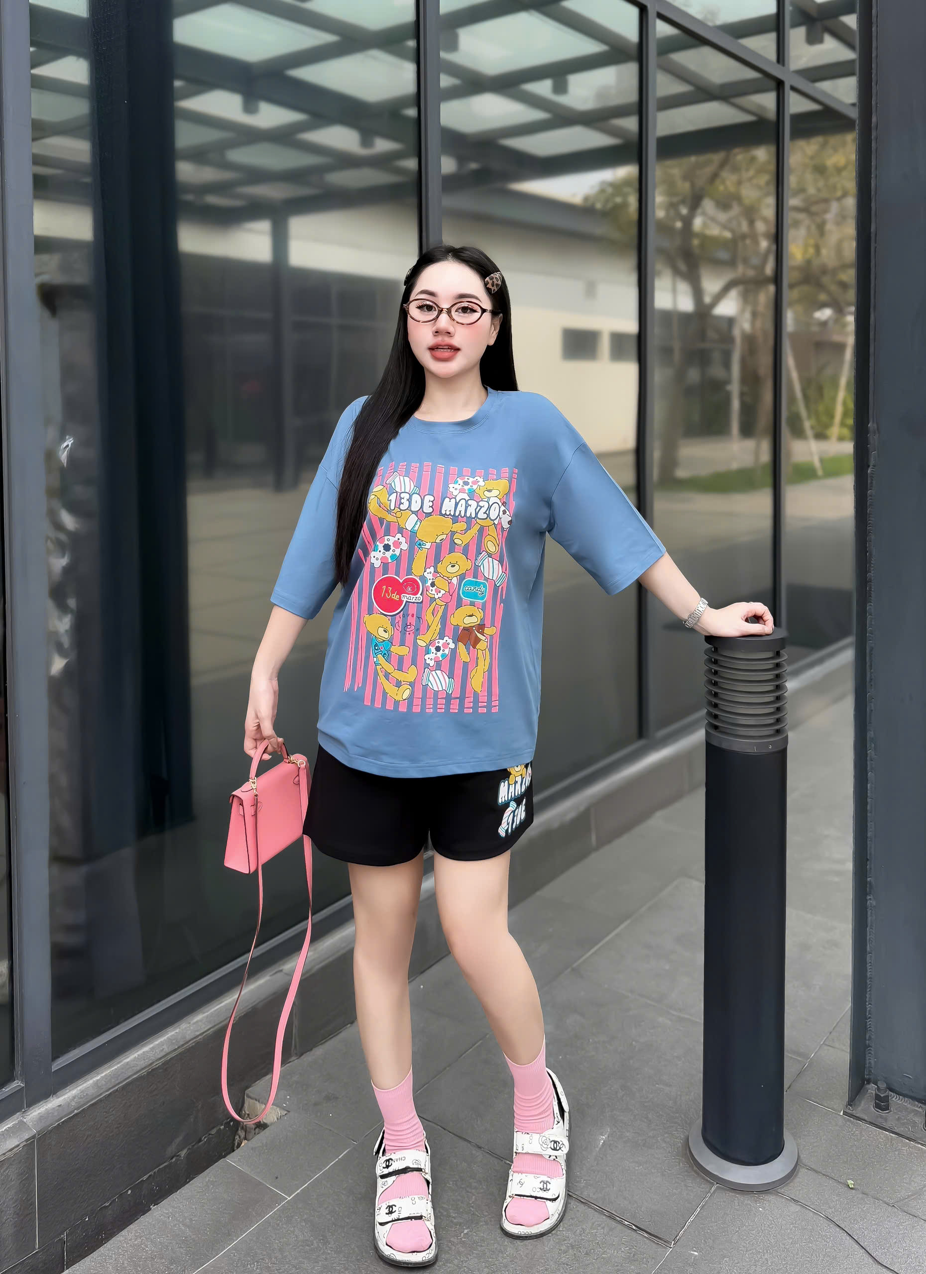 SET ĐÙI ÁO THUN PHOM RỘNG QUẦN DA CÁ IN HÌNH GẤU TRẺ TRUNG - Ảnh 10