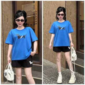 Set bộ đùi t hun cotton phối màu in hình cún phong cách Khánh La